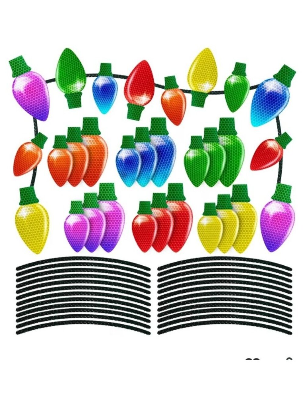 92 PCS Reflective Christmas Bulb Magnets Cars Fridges & Metal Surfaces Festive